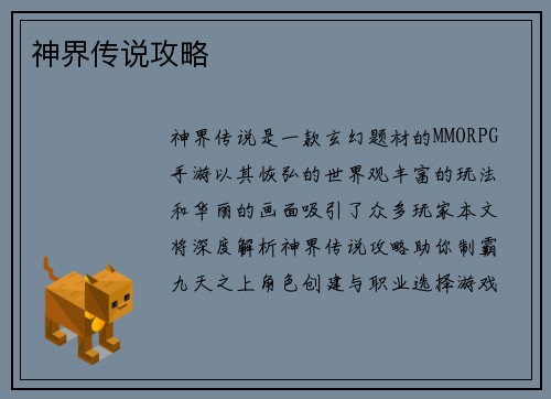 神界传说攻略